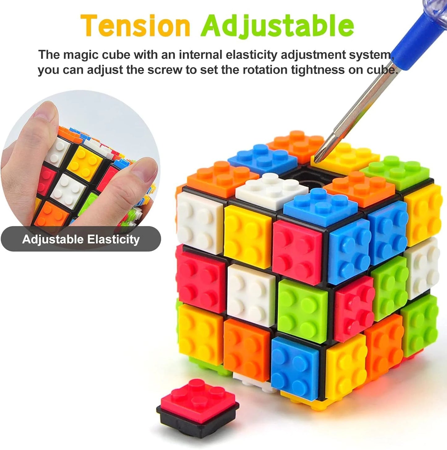 Building Blocks 3D Magic Puzzle Cube 3x3x3 DIY Fidget Toy Brick Anti Stress Relief Sensory ADHD Educational Game for Kids Adult