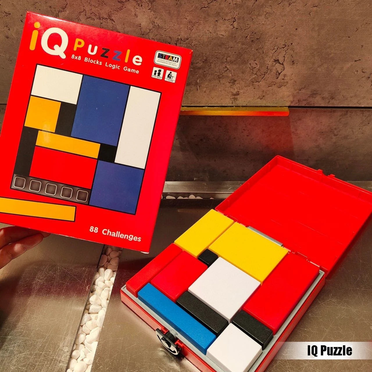 88 Challenges IQ Puzzle Building Blocks - Cognitive Skills Brain Training Game Mondrian Blocks Educational Toy for Kids