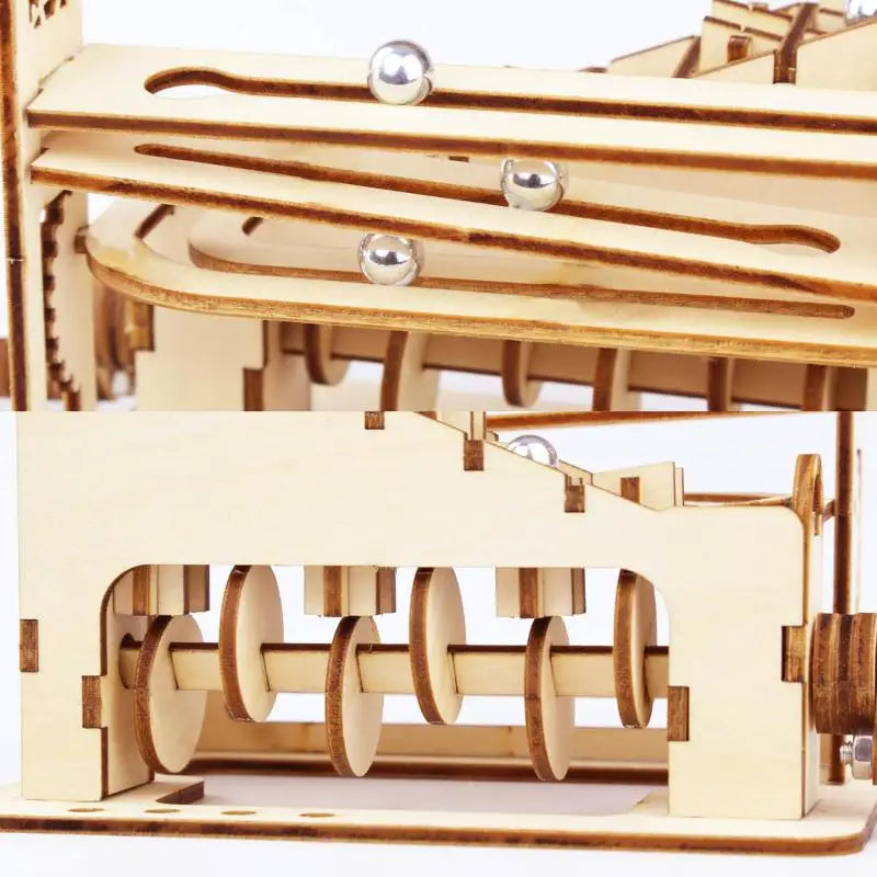 DIY 3D Wooden Puzzle - Set of Mechanical Puzzles Spiral Marble Run Toy for Adult and Teen Builders