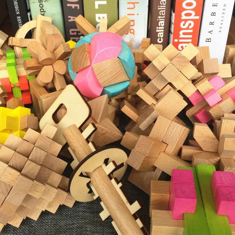 IQ Brain Teaser Kong Ming Lock Lu Ban Lock 3D Puzzle Kids Toys Baby Game Puzzle Toys Interlocking Educational Toys For Children