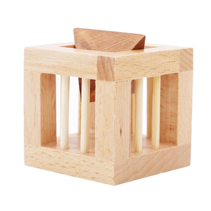 Wooden Brain Teaser Puzzles For Kids And Adult Cage Apart Triangle Luban Lock IQ Challenge Games Educational Intellectual Toys