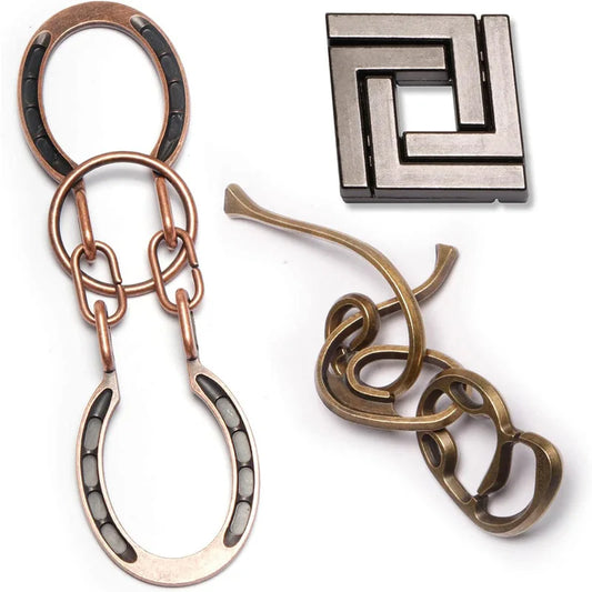3PCS Metal Disentanglement Puzzles for Adults Kids Highly Difficult Brain teaser Games Horseshoe Lock IQ Test Educational Toys