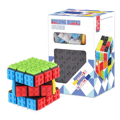 Building Blocks 3D Magic Puzzle Cube 3x3x3 DIY Fidget Toy Brick Anti Stress Relief Sensory ADHD Educational Game for Kids Adult