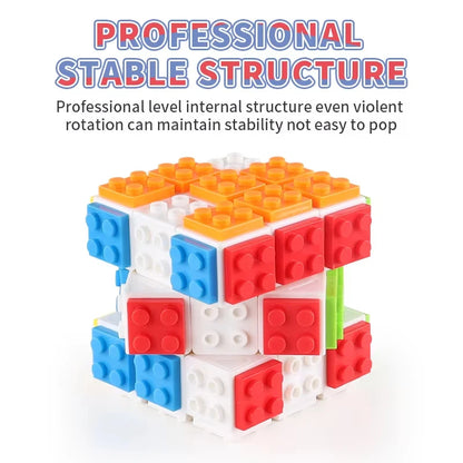Building Blocks 3D Magic Puzzle Cube 3x3x3 DIY Fidget Toy Brick Anti Stress Relief Sensory ADHD Educational Game for Kids Adult