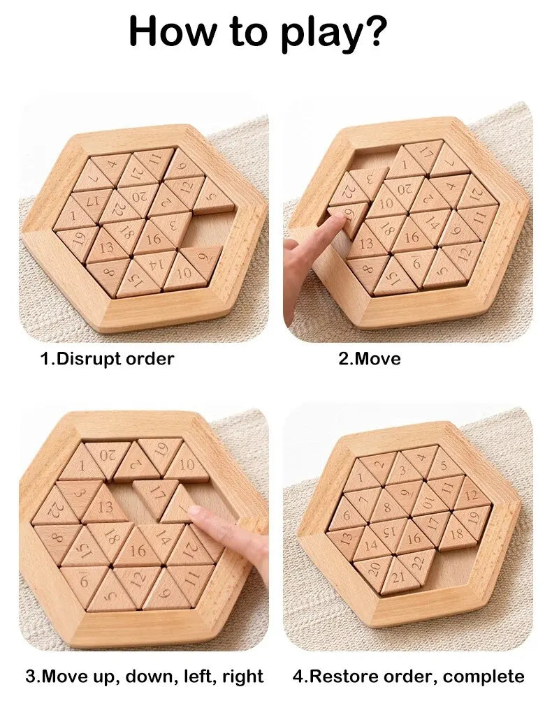 Wooden Hexagon Klotski Puzzle Hexagonal Puzzles Intelligence Toys For Kids Thinking Game Brain Teaser Toys