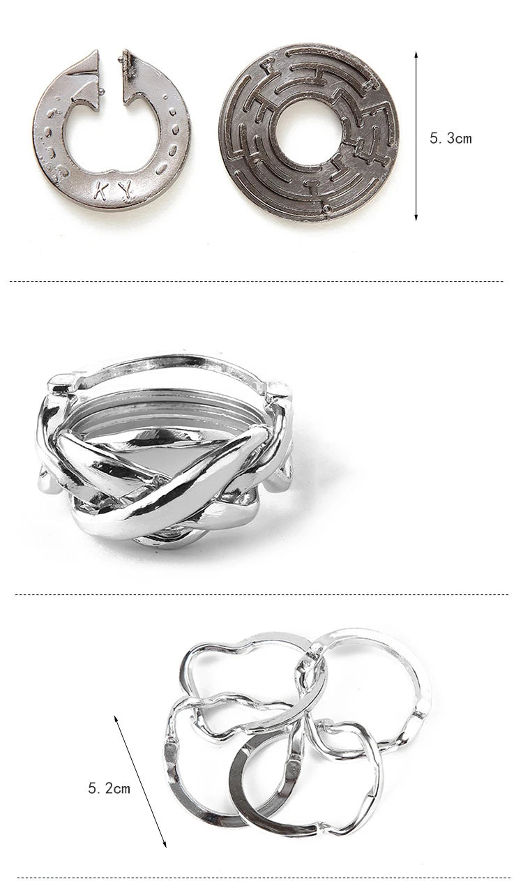 Creative Classic IQ Metal Brain Teaser Magic Baffling Puzzles Game Toys for Children Adults Funny Kids Gifts