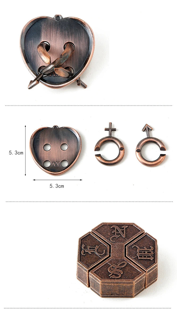 Creative Classic IQ Metal Brain Teaser Magic Baffling Puzzles Game Toys for Children Adults Funny Kids Gifts