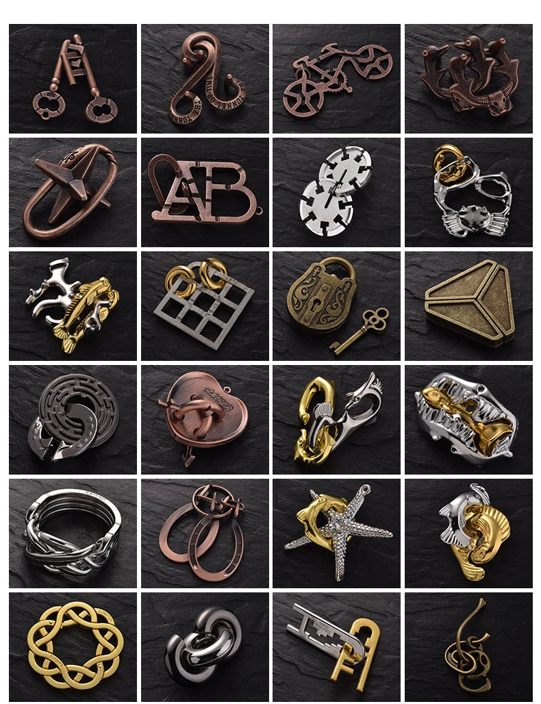 3PCS Metal Disentanglement Puzzles for Adults Kids Highly Difficult Brain teaser Games Horseshoe Lock IQ Test Educational Toys