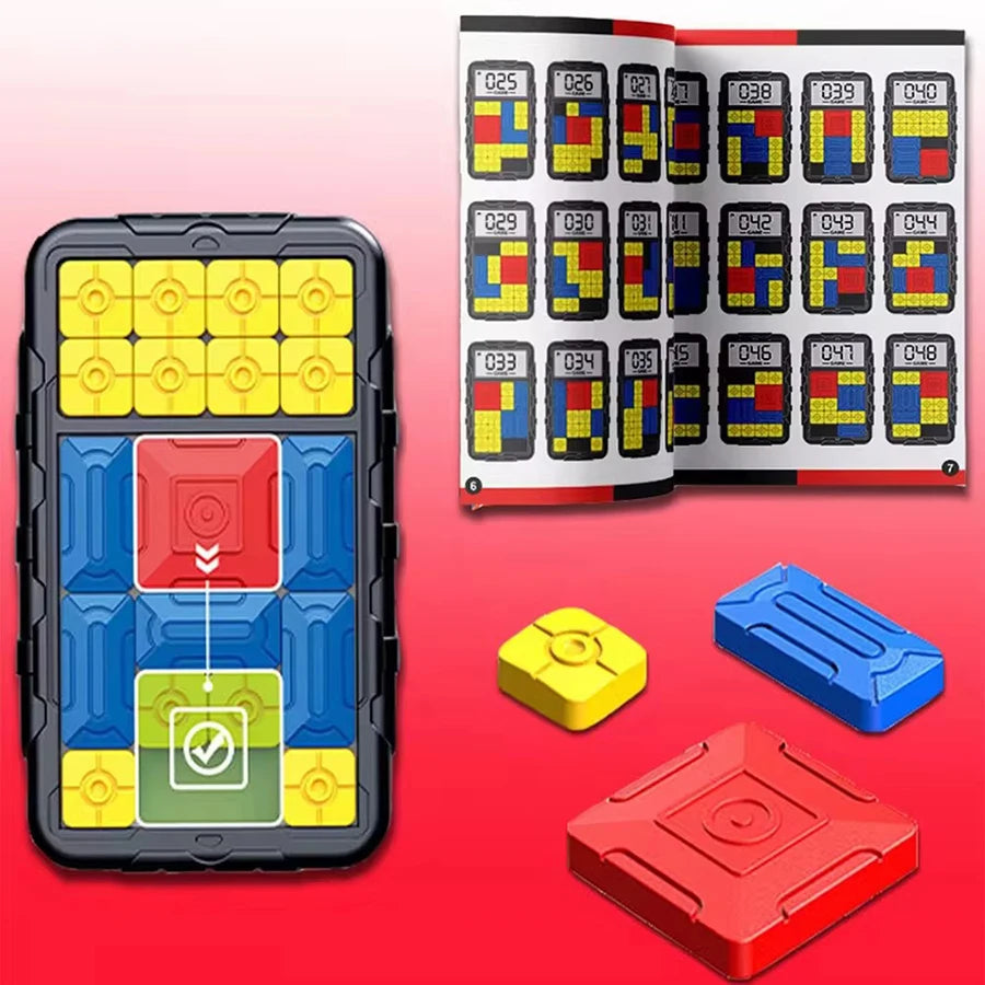 Slide Block Brain Game Challenge Huarong Road Brain Teaser Sliding Puzzles Logical Thinking Interactive Toy Board Game Kid Gift