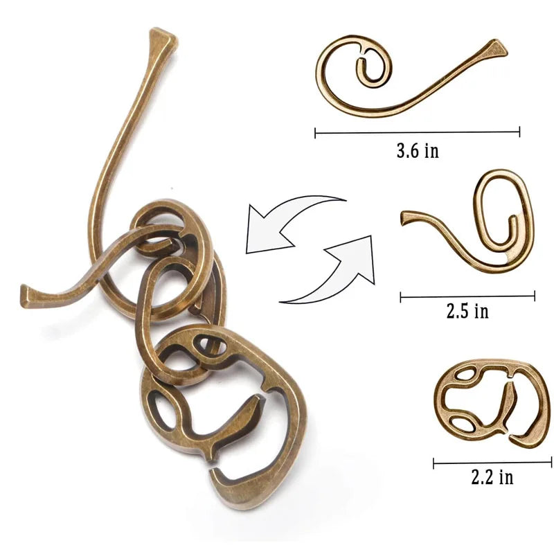 3PCS Metal Disentanglement Puzzles for Adults Kids Highly Difficult Brain teaser Games Horseshoe Lock IQ Test Educational Toys