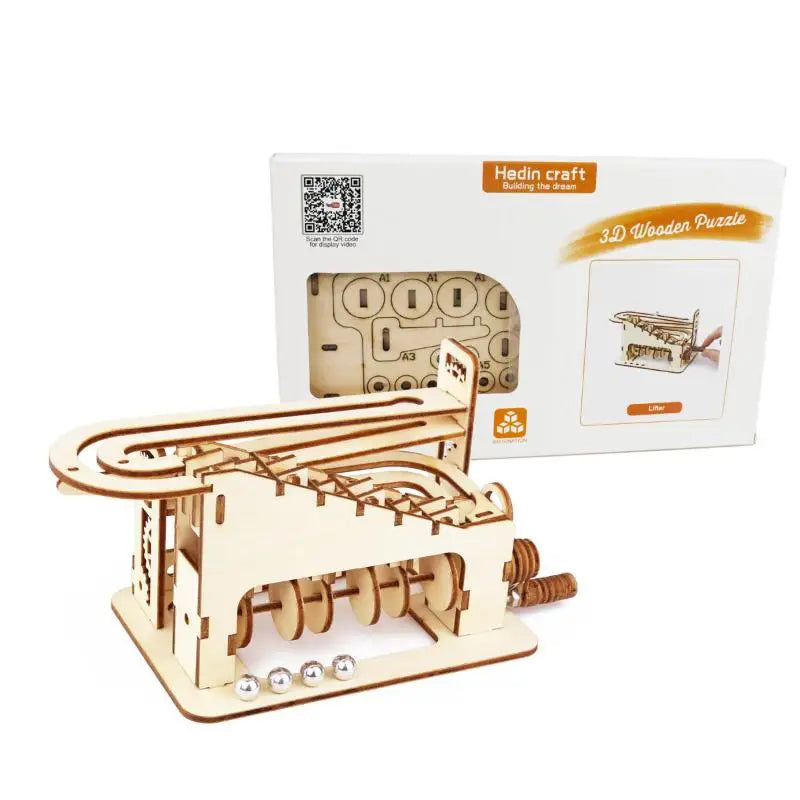 DIY 3D Wooden Puzzle - Set of Mechanical Puzzles Spiral Marble Run Toy for Adult and Teen Builders