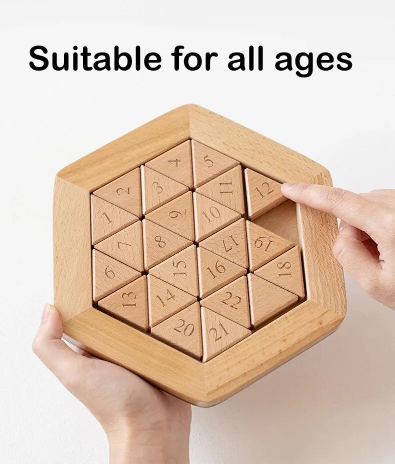 Wooden Hexagon Klotski Puzzle Hexagonal Puzzles Intelligence Toys For Kids Thinking Game Brain Teaser Toys