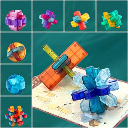 Brain Teaser Puzzles Transparent IQ Brain Teaser Puzzles Unlock Luban Lock Kong Ming Lock IQ Brain Teaser LuBan Lock Gifts