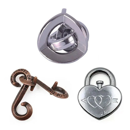 3Pcs Set Metal Brain Teaser Puzzle Toys IQ Challenge Games Solution Unlock for Kids & Adults Perfect Party Challenge Gift