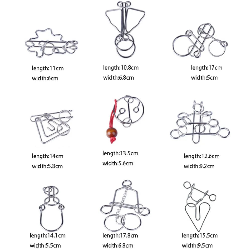 3D Metal Puzzle IQ Mind Brain Teaser Intelligence Buckle Interlock Unloop Toys Kong Ming Lock Game for Adult Kids