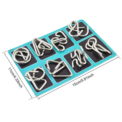 24Pcs/Set Metal Wire Puzzle Set IQ Mind Brain Teaser Reliever Parent-children Interactive Game Metal Link Unlock Interlock Toys