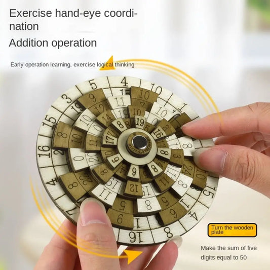 IQ Test Wooden Digital Puzzle Turntable Loop Puzzles Huarong Road Number Puzzle Mind Logic Brain Teasers Secret Box Puzzle