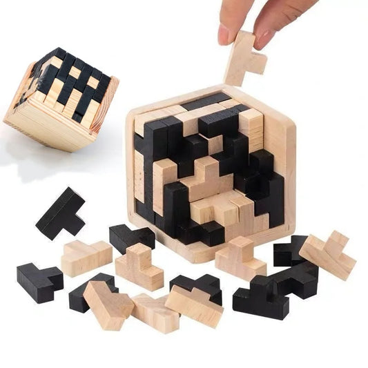 Funny Wooden Puzzles IQ Toys 54T Cube Educational Toys For Kids Intellectual Game For Adults And Puzzle Enthusiasts