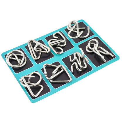 24Pcs/Set Metal Wire Puzzle Set IQ Mind Brain Teaser Reliever Parent-children Interactive Game Metal Link Unlock Interlock Toys